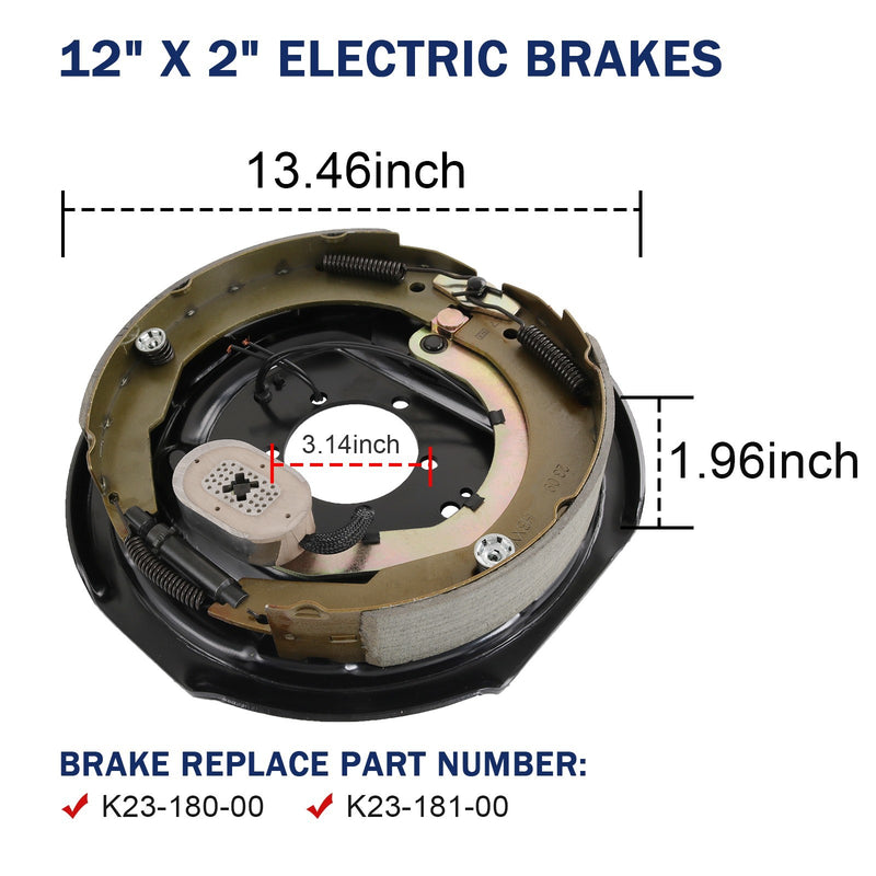 8 on 6.5" Hub Drum Kits with 12" x 2" LH RH Electric Brake for 7000 lbs