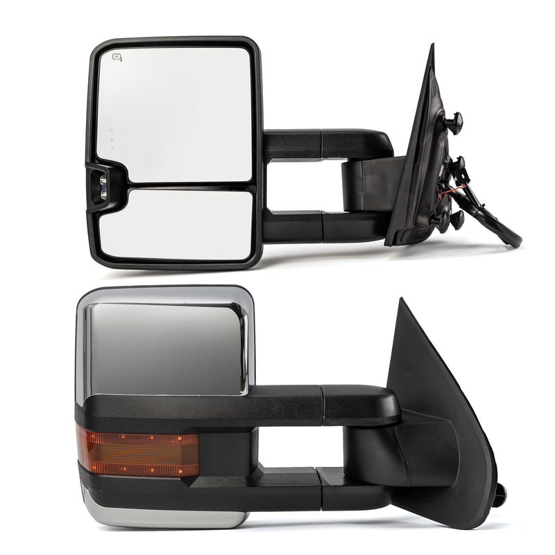Tow Mirrors for 2014-2018 Silverado Sierra 1500 Chrome Heated LED Signal