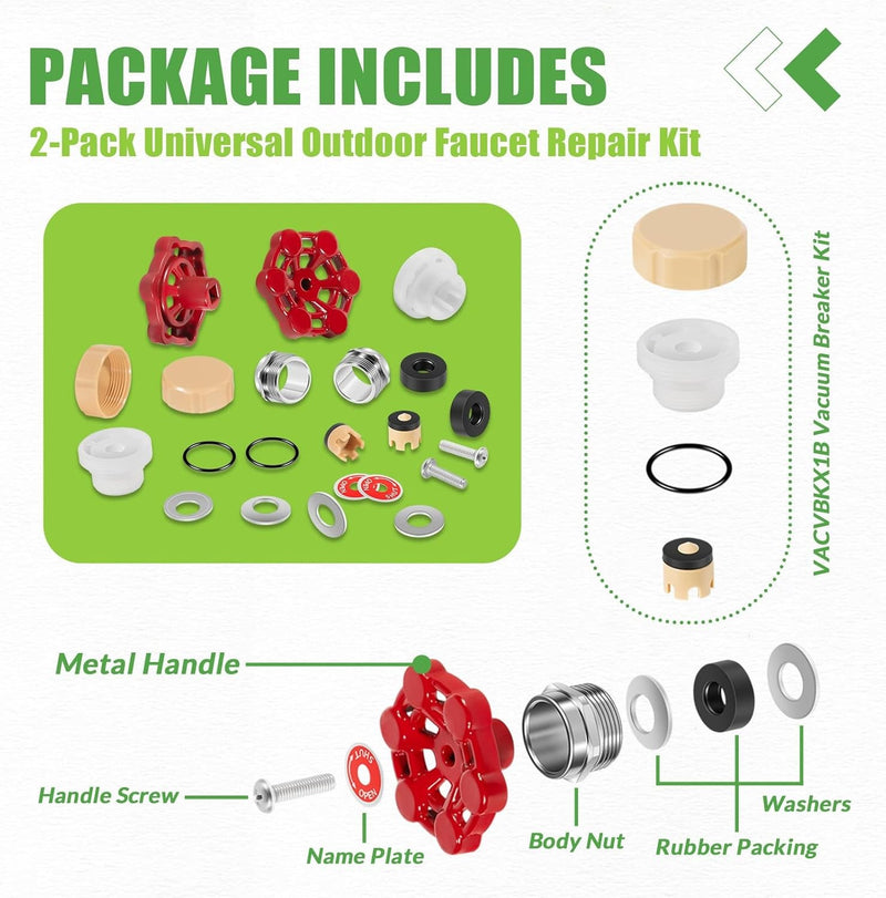 ASSE 1019-A Outdoor Faucet Repair Kit VACVBKX1B Vacuum Breaker 2 Pack