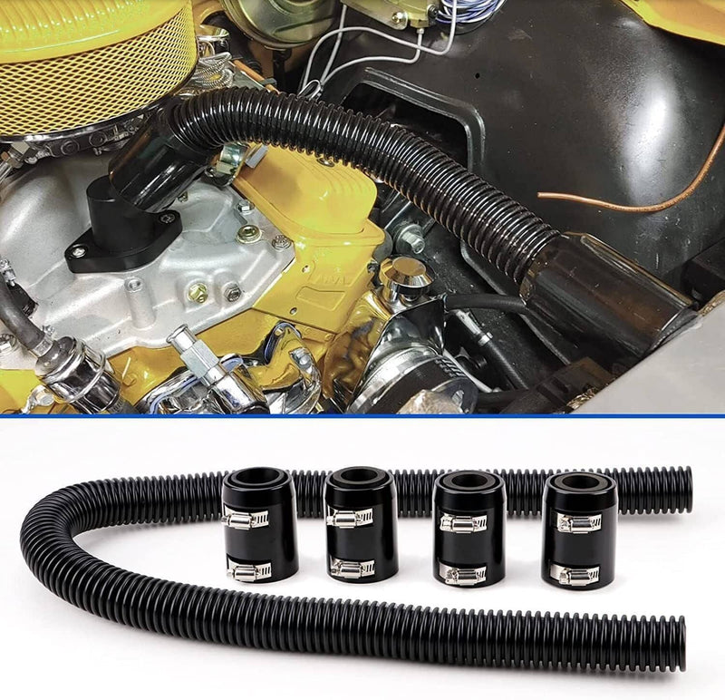 36'' Stainless Steel Radiator Flexible Coolant Hose Kit with 4 Caps