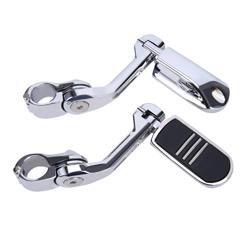 Chrome Long Highway Foot Pegs 1-1/4" For Harley Dyna FXSB CVO Yamaha Motorcycle