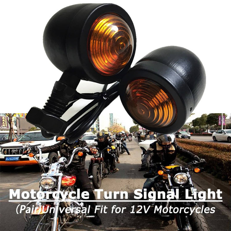 Pair Motorcycle Amber Bullet Turn Signals Tail Lights Indicator for Harley Honda