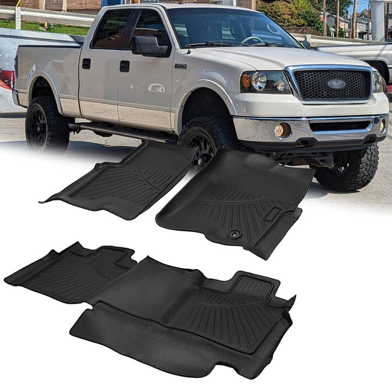 For Ford F-150 F150 Super Crew Cab 2004-2008 TPE Floor Mats Liners Black Set