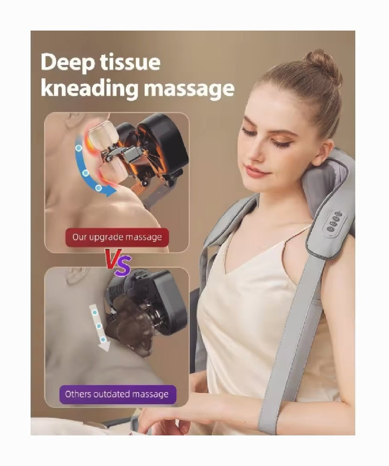 Cordless Neck Massager Heat 6D Shiatsu for Neck Shoulder Deep Tissue Back