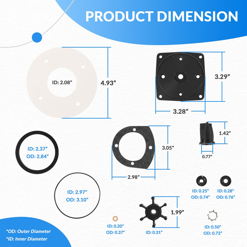 Jabsco 37040-0000 Marine Toilet Service Kit Fits 37010 Series Replacement