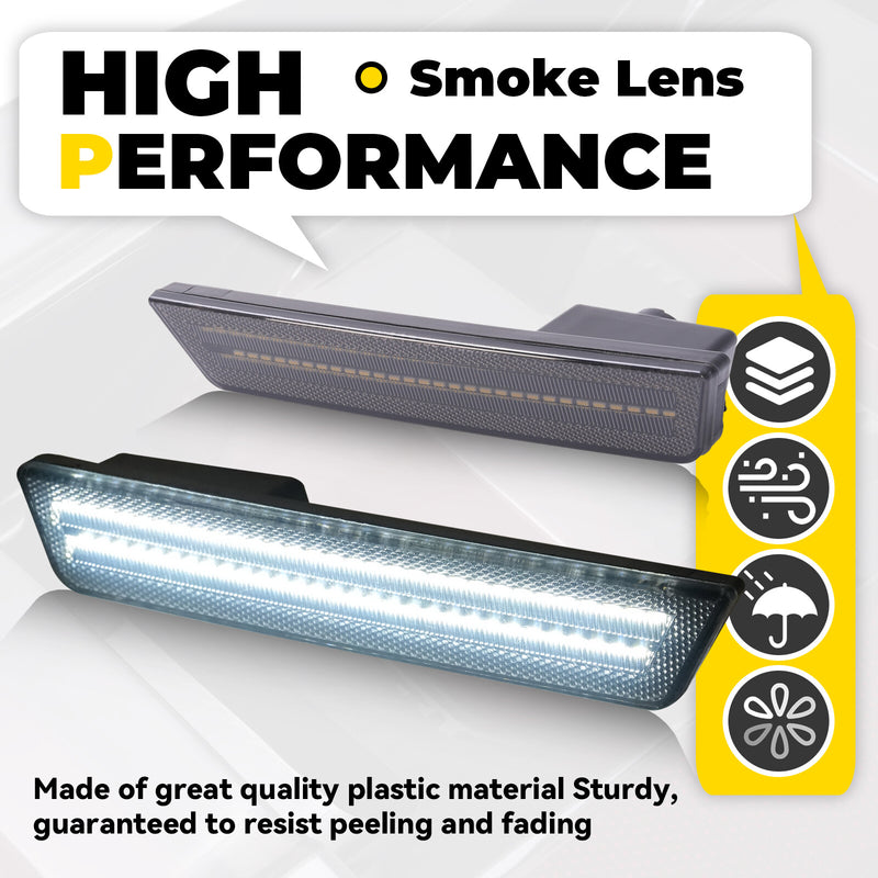 White/Smoke Rear Bumper LED Side Marker Lights for Dodge Charger 2011-2014 Pair