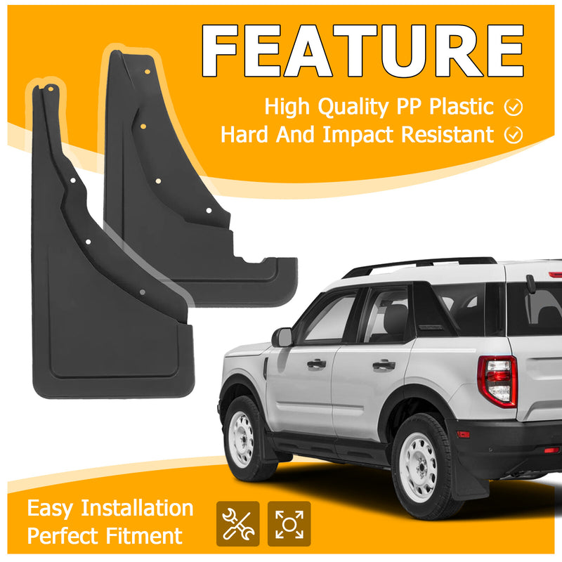 Front Rear Mud Flaps Splash Guards for Ford Bronco Sport 2021 22 2024 Set of 4