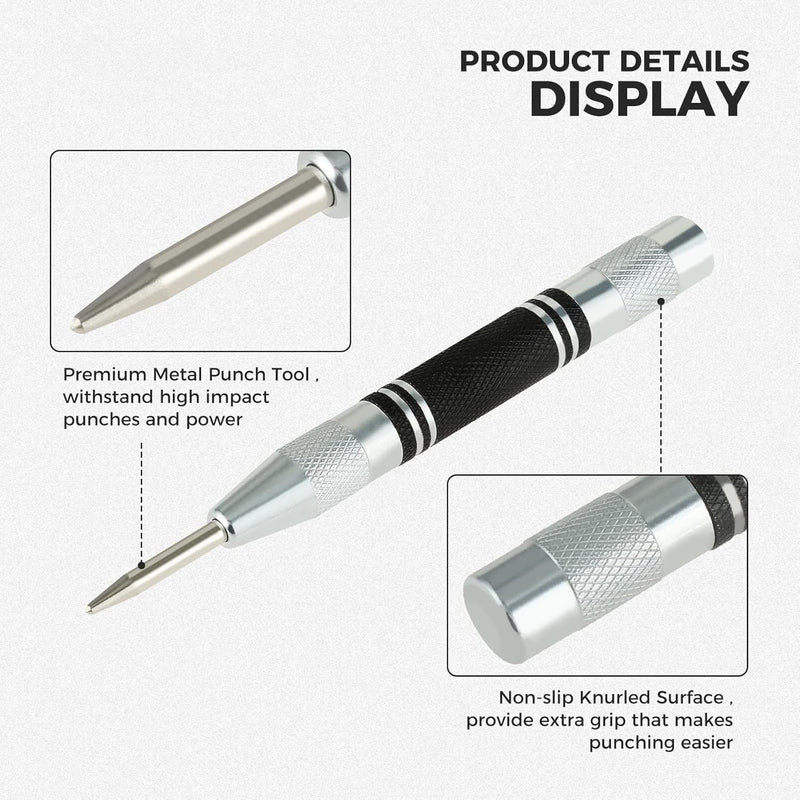 3pcs Automatic Center Punch Adjustable Spring-Loaded Metal Drill Tool Hole Punch