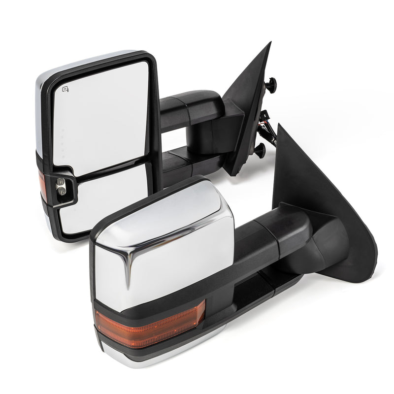 Tow Mirrors for 2014-2018 Silverado Sierra 1500 Chrome Heated LED Signal
