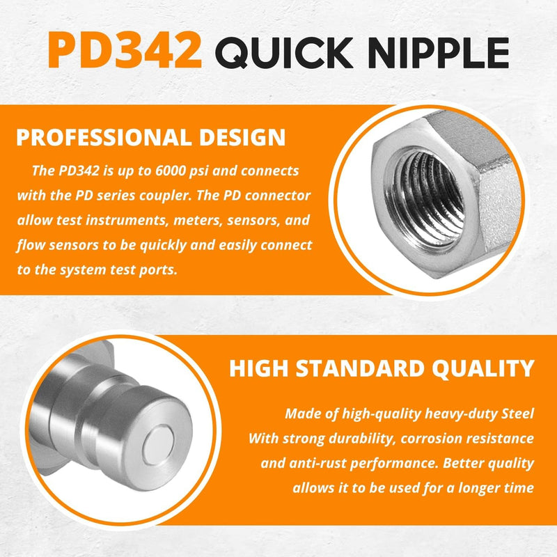 PD342 Series Steel Test Port Diagnostic Quick Nipple Equipment