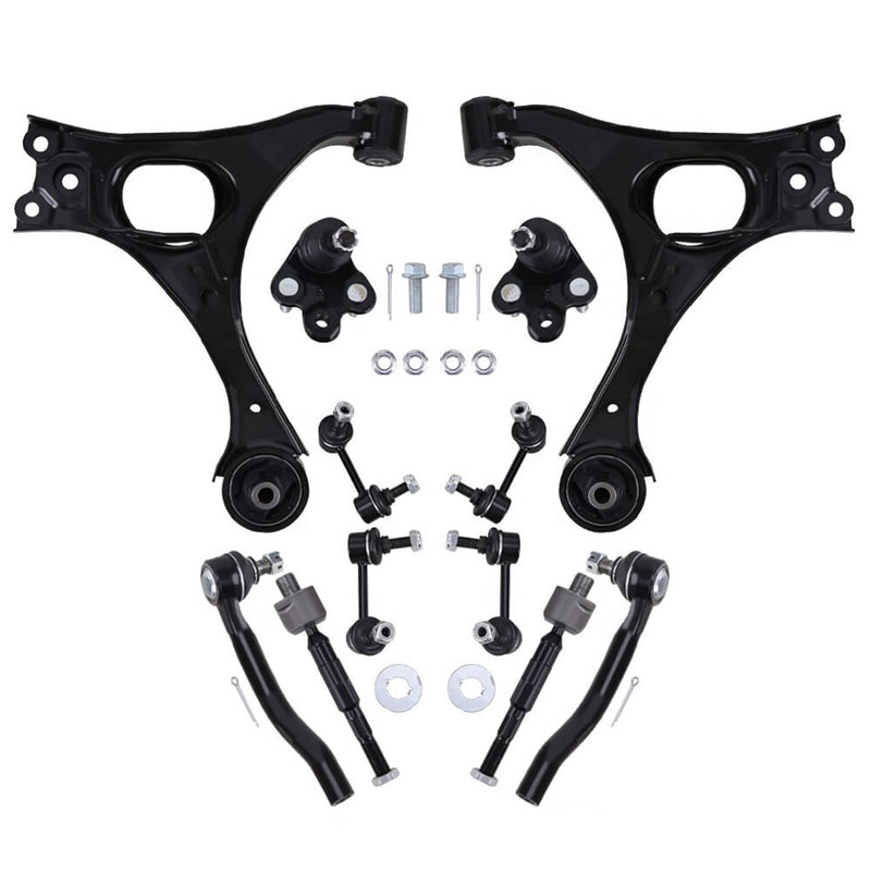 DURAFORCE Front Lower Control Arms Ball Joint Sway Bars Tie Rods for 2006-11 Honda Civic
