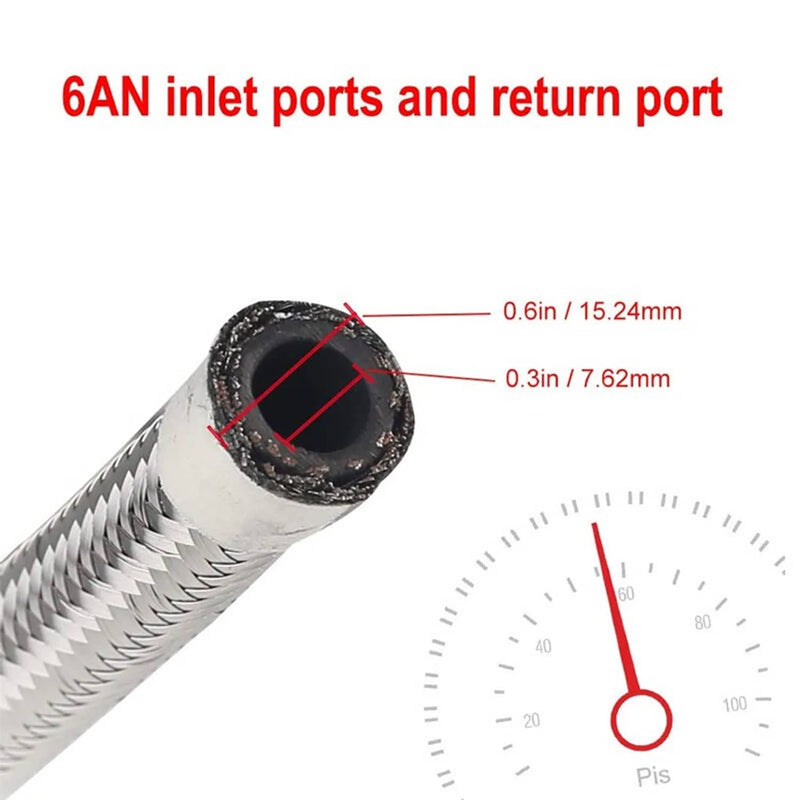 Black-Red Adjustable Fuel Pressure Regulator Kit Oil Gauge -6AN 6AN 0-100psi