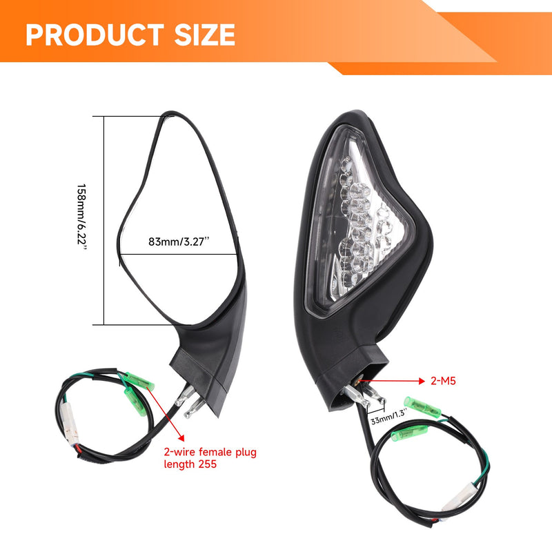 Pair Rear View Mirrors W/ Turn Signals for Ducati 1198 1198S 1198R 2009-2011