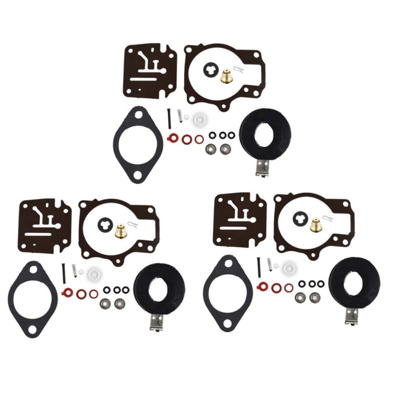 Carburetor Rebuild Repair Kit With Float for Johnson/Evinrude 18 20 25 HP 3Pcs