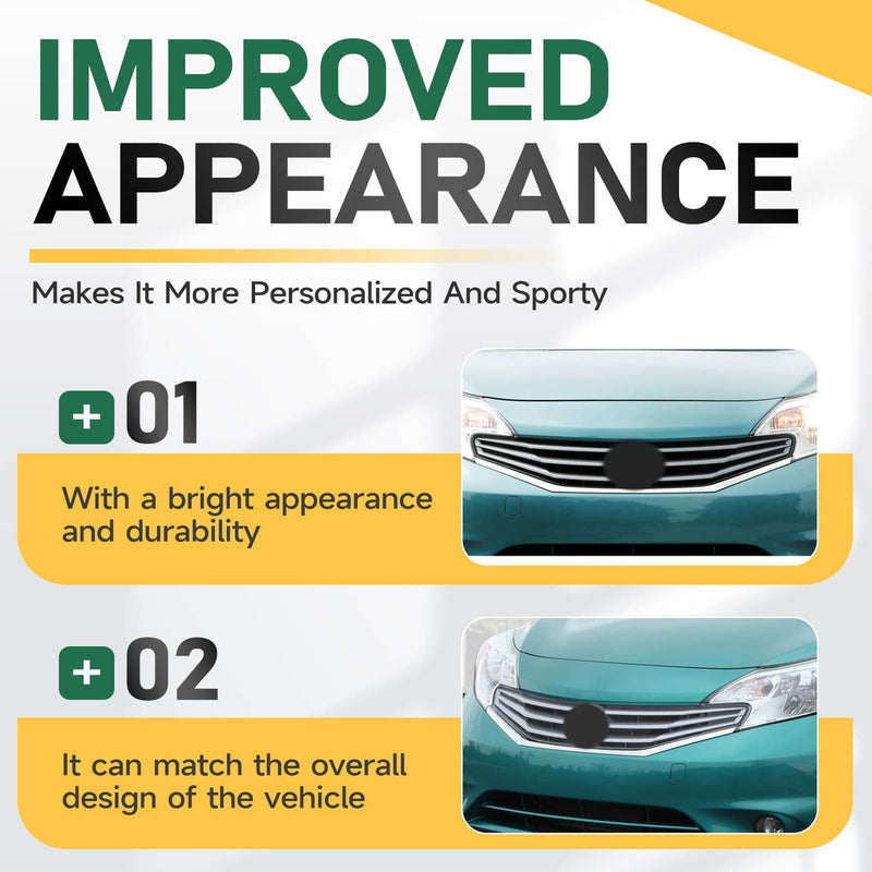 DURAFORCE Front Upper Bumper Grille for Nissan Versa Note 2014 2015 2016 Chrome