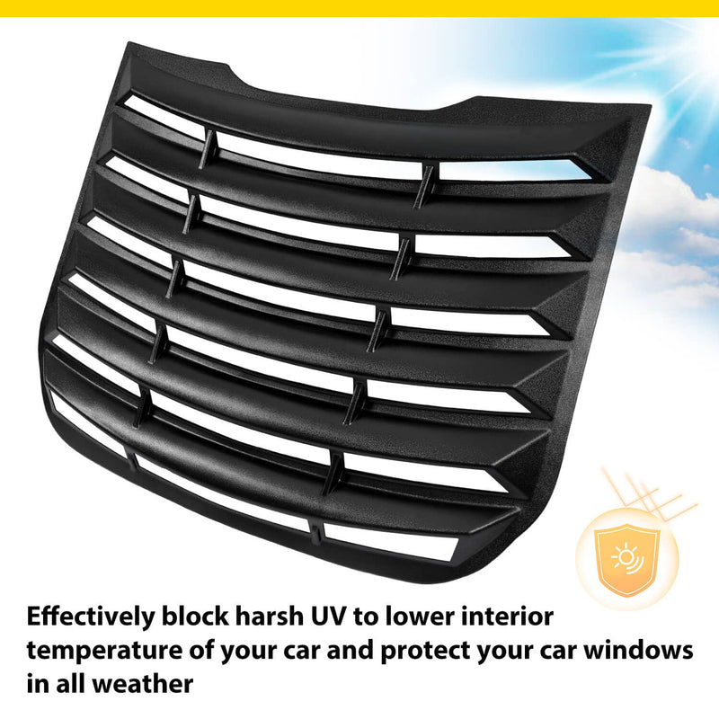 DURAFORCE Rear Window Louver Sun Shade Cover for Ford Fusion 2013-2020 Matte Black Tape