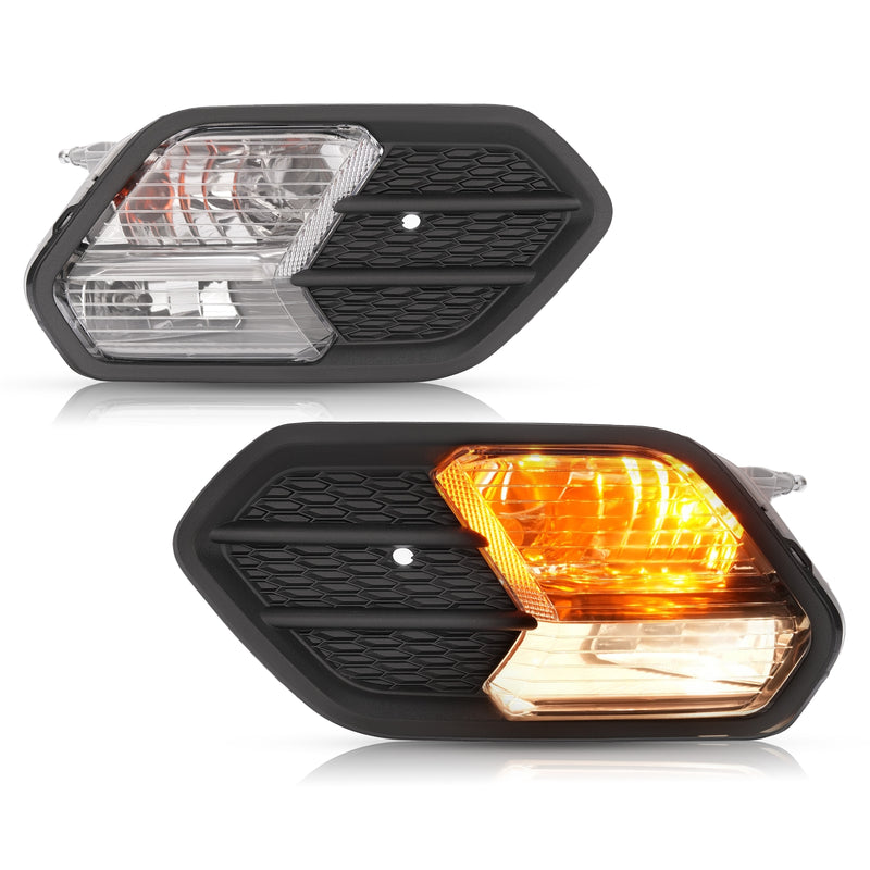 Pair Fog Lights Turn Signal Lamps With Cover for Ford Escape Kuga 2017-2019