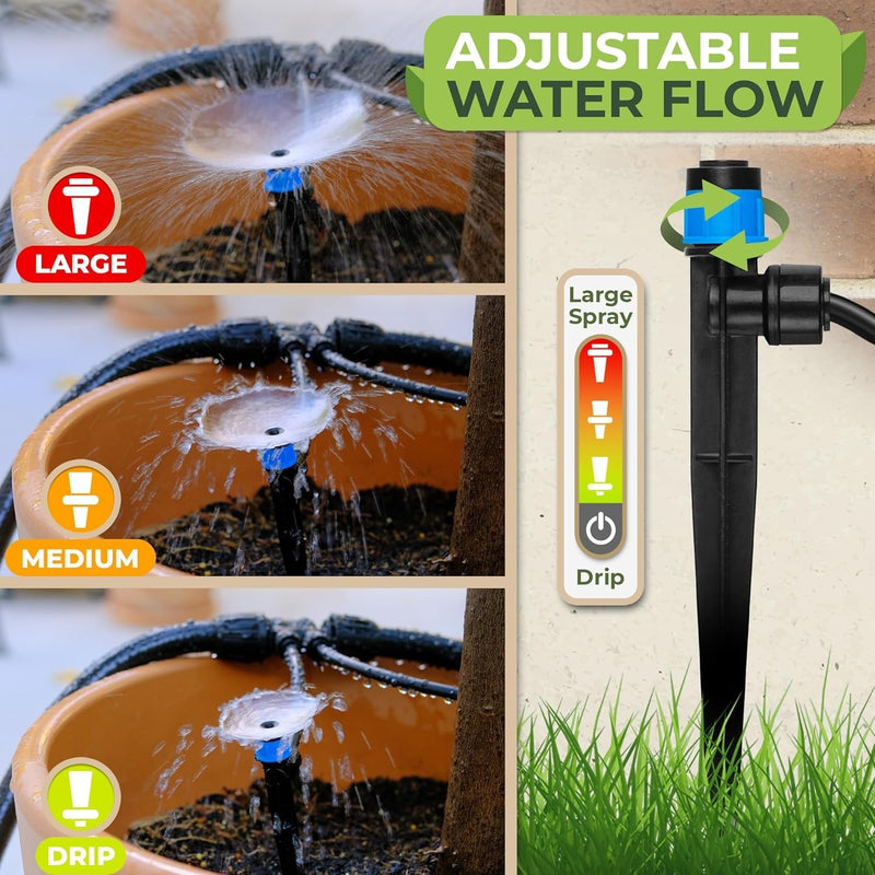 30Pcs Drip Irrigation Emitter 1/4 Inch Garden Watering System Adjustable