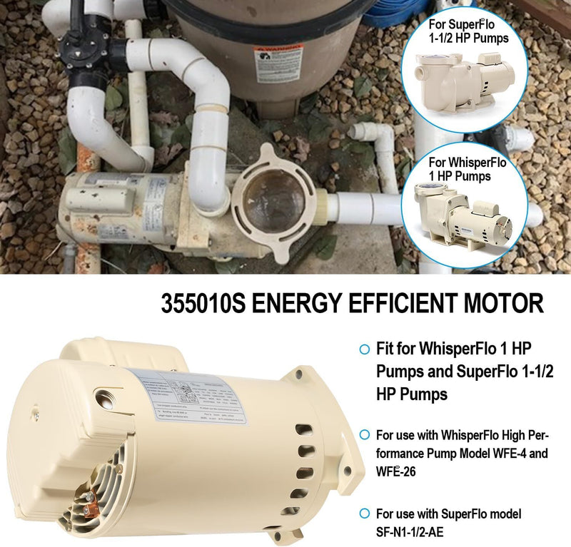 355010S Replacement Motor for Pentair WhisperFlo WFE-4/26 SuperFlo SF-N1-1/2-AE
