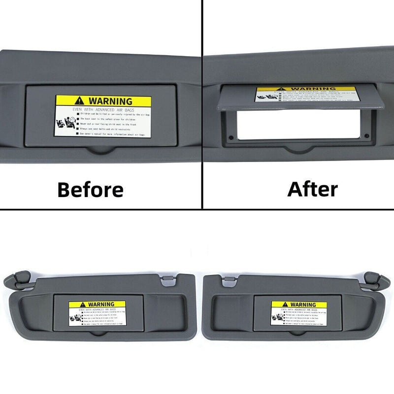 Sun Visor Dark Gray Left Right Set for 2006-2011 Honda Civic Pair