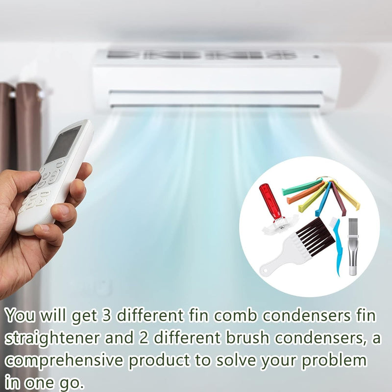 Air Conditioner Fin Cleaner Set Comb Condenser Straightener Cleaning Brush