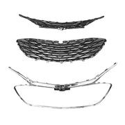 DURAFORCE Front Bumper Upper Lower Grille Black Chrome 3PCS for 2019-2023 Chevrolet Malibu