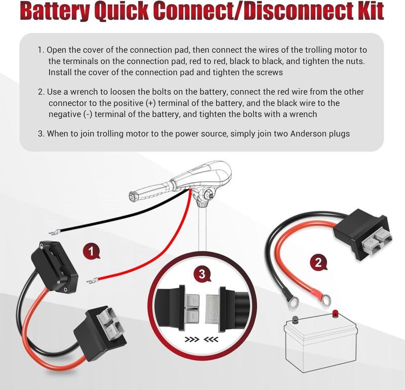 Newport Quick Connect Disconnect Terminal for Trolling Motor 8 Gauge Battery