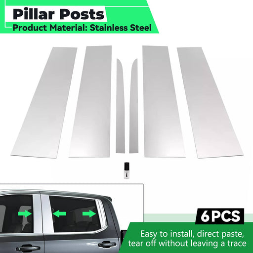 DURAFORCE Stainless Steel Pillar Post Trim for Chevy Silverado Sierra for GMC 2019-2025