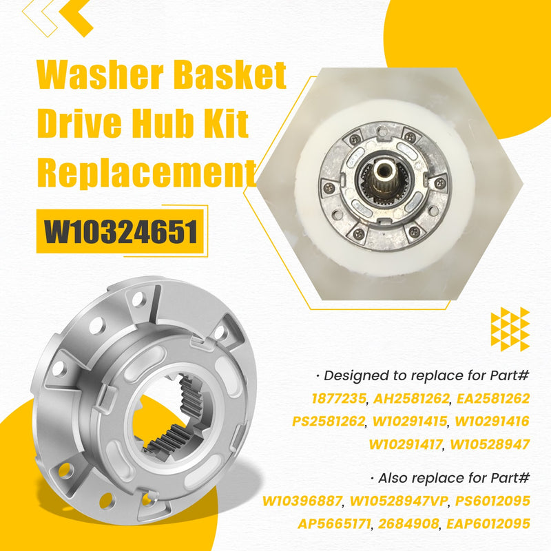 W10324651 Washer Basket Drive Hub Kit for Whirlpool Maytag Amana