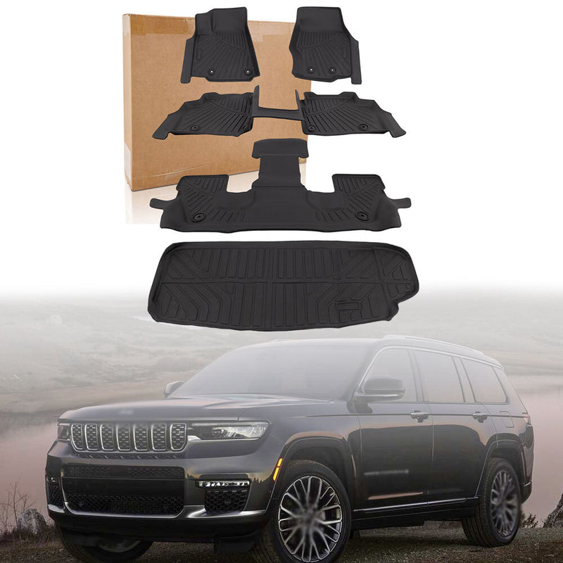 3D Molded Floor Mats Liners Set All Weather for Jeep Grand Cherokee L 2021-2025