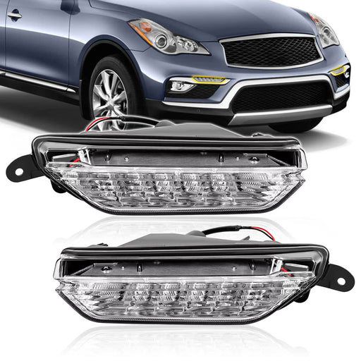 DURAFORCE Fog Daytime Running Light Lamp Clear for Infiniti QX50 2016 2017 LH+RH Pair