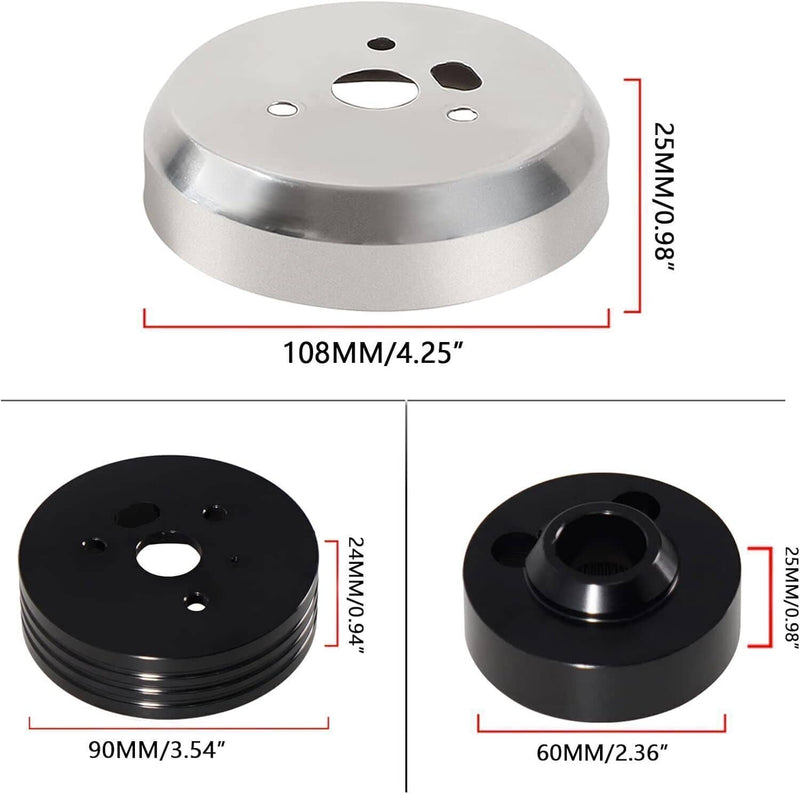 DURAFORCE 5 & 6 Hole Steering Wheel Hub Adapter for Chevy Flaming River Ididit GM Polished