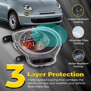 DURAFORCE Turn Signal Parking Lights Clear Lens Front Left Right for Fiat 500 2012-2017