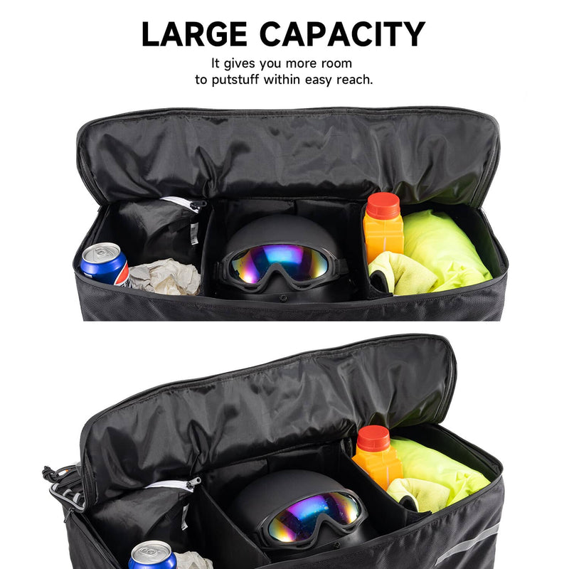 Removable Large ATV Rear Seat Bag Storage Bags Frame Rack Bag w/Cushion Black