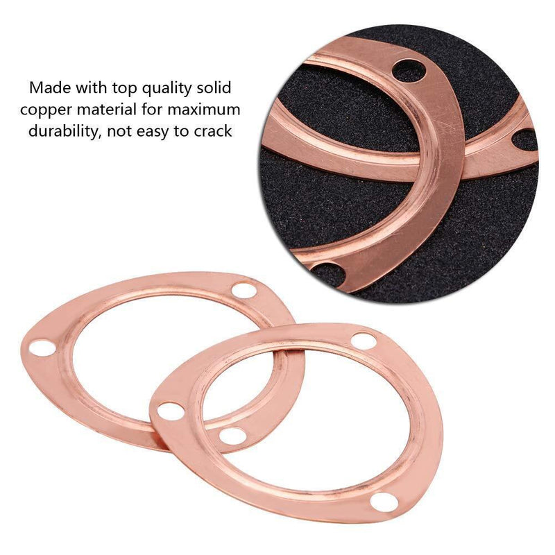3" Copper Header Exhaust Collector Gaskets Flanges 3 Bolt Universal Set of 3
