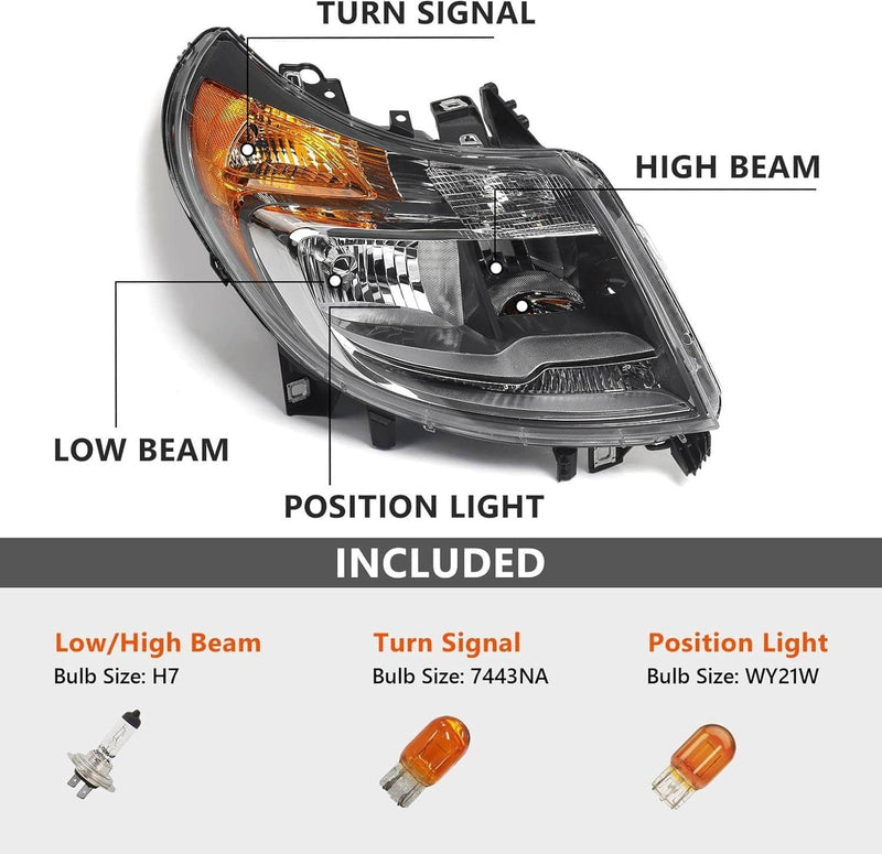 Left & Right Headlights w/ DRL for Dodge Ram ProMaster 1500 2500 3500 2014-2022