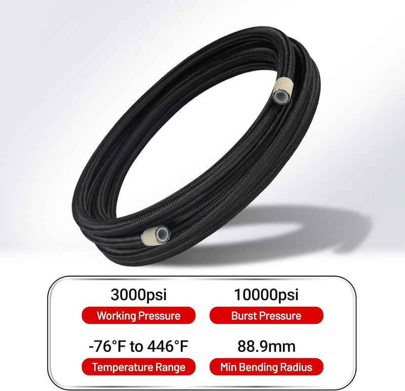 6AN 20FT E85 PTFE LS Swap EFI Fuel Line Fitting Nylon Braided Kit