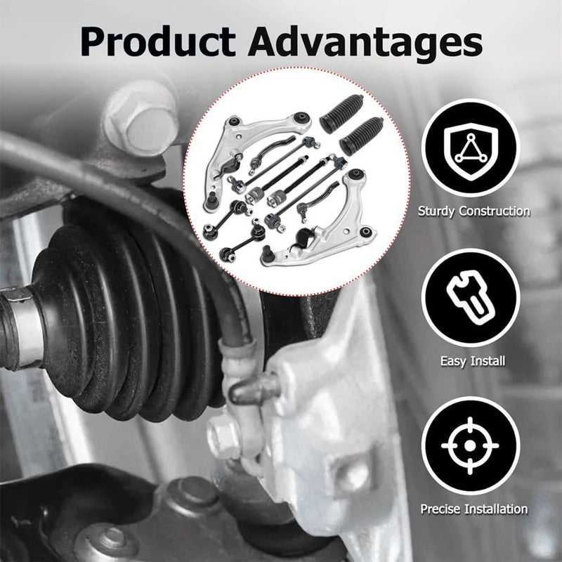 12Pcs Front Lower Control Arm Tie Rod Sway Bar Kit for Nissan Maxima 09-14
