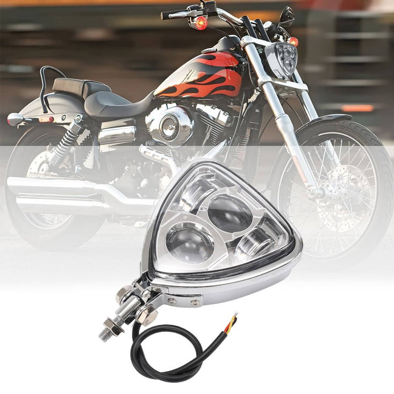 LED Headlight Triangle Headlamp Assembly for Harley Chopper Bobber Cafe Racer