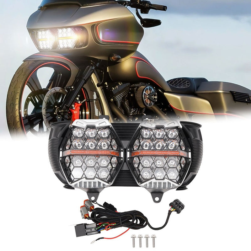 LED Dual Headlight 2 Colors for Harley Touring Road Glide FLTRX FLTRXS 2015+