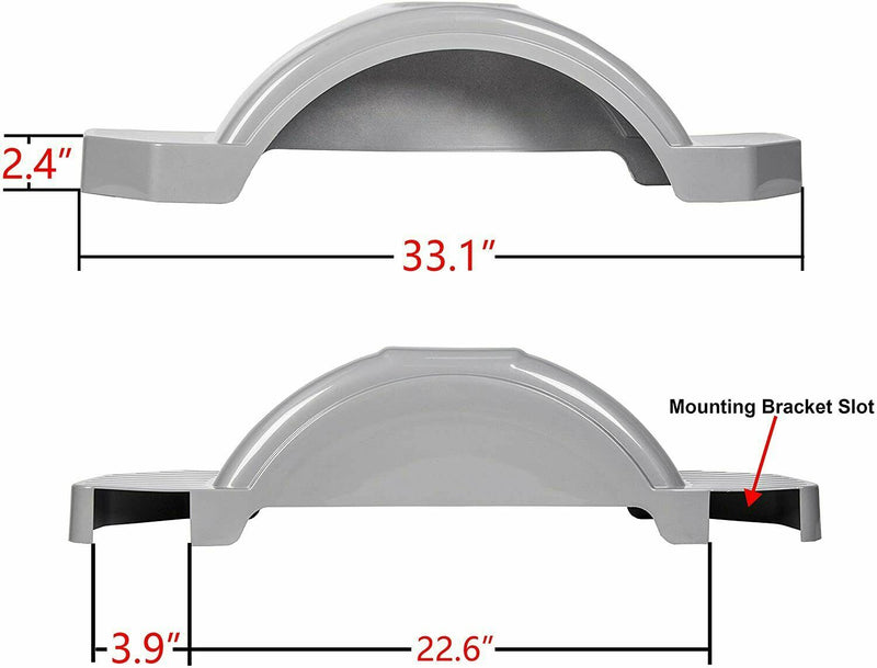 2PCS 12" Trailer Fenders w Steps Wheels Tires Skirt Boat Gray Single Axle 300LBS