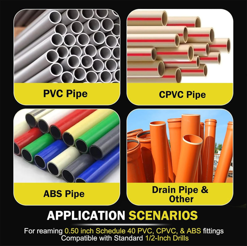 1/2'' PVC Pipe Reamer with 1/4-Inch Hex Shaft for Plastic Pipe Fitting