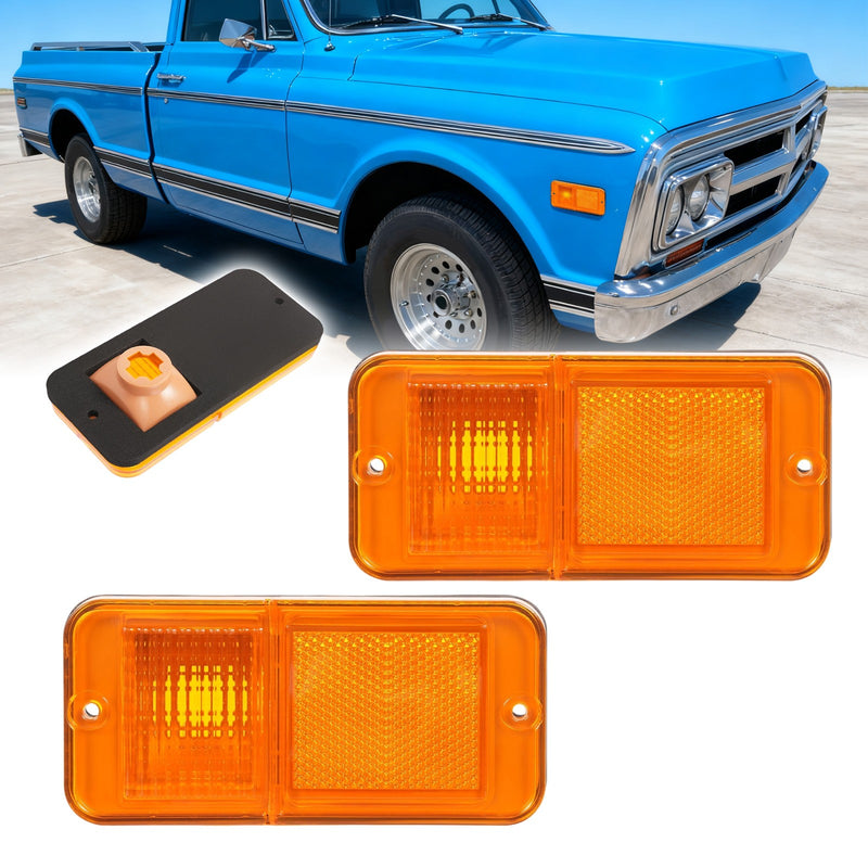 Front Amber Side Marker Lights for Chevrolet GMC C/K Pickup Trucks 1968-1972 Set