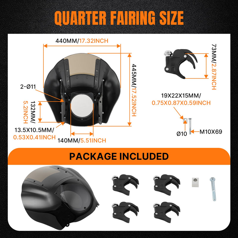 For Harley Dyna Low Rider Wide Glide Quarter Fairing 49mm Clamps