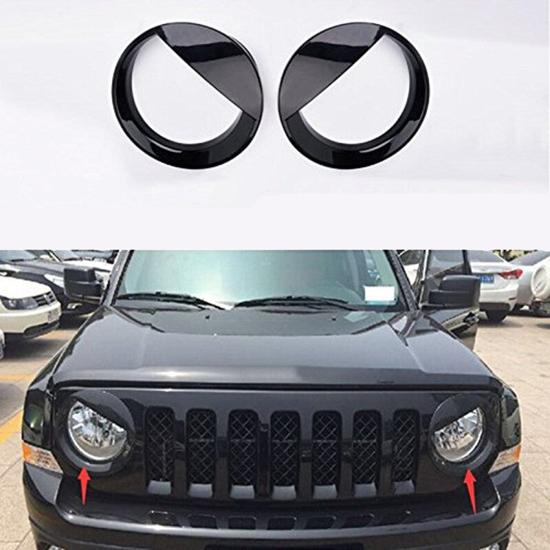 2X Angry Eyes Style Headlight Trim Cover for Jeep Patriot 2011-2017