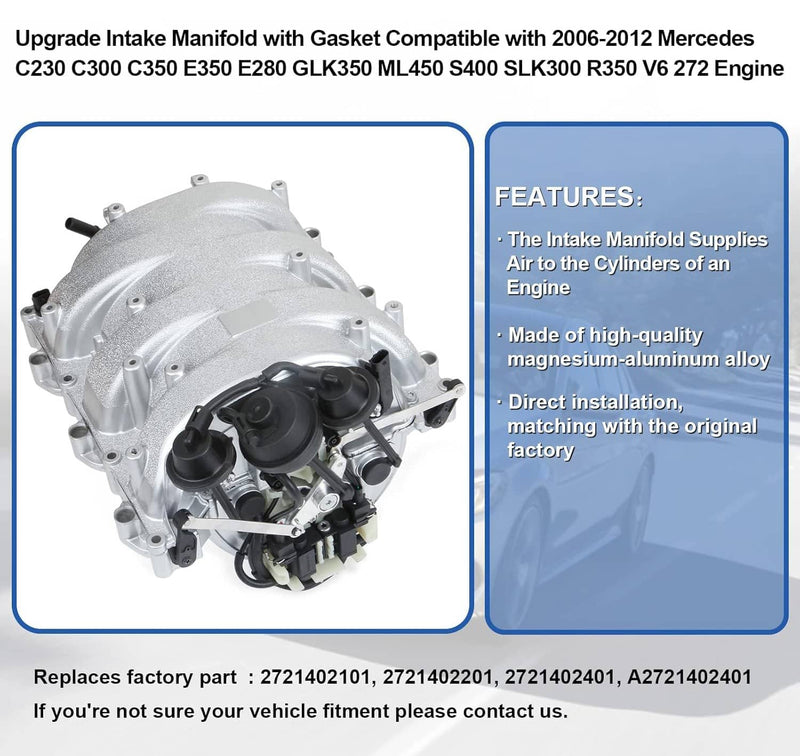 Intake Manifold Assembly for Mercedes-Benz C280 E350 CLK350 GLK350