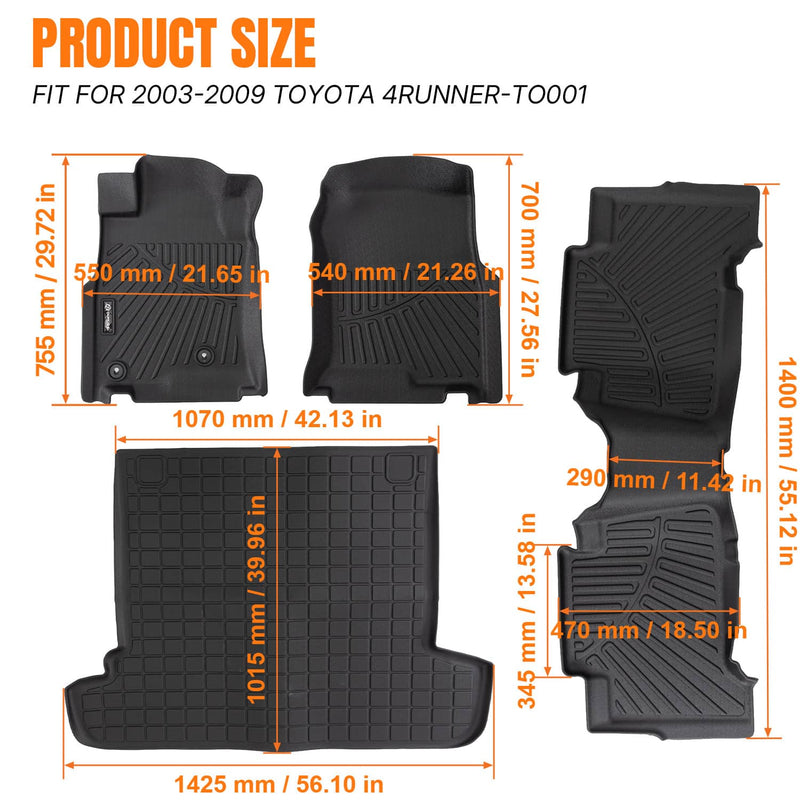 Floor Mats & Trunk Cargo Liners for Toyota 4Runner 5 Seats 2003 2008 2009