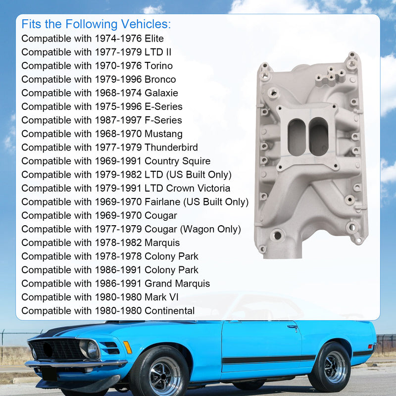 Dual Plane Aluminum Intake Manifold for Ford Small Block Windsor V8 5.8L 351W