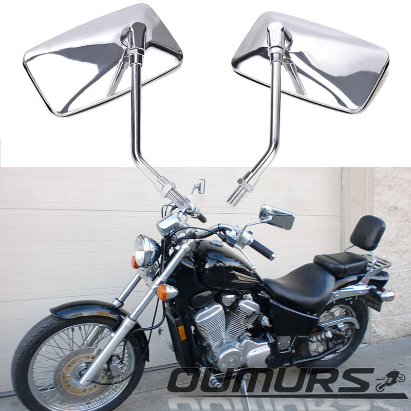 10mm M10 Rectangle Rear View Side Mirrors Adjustable for Honda Kawasaki Yamaha