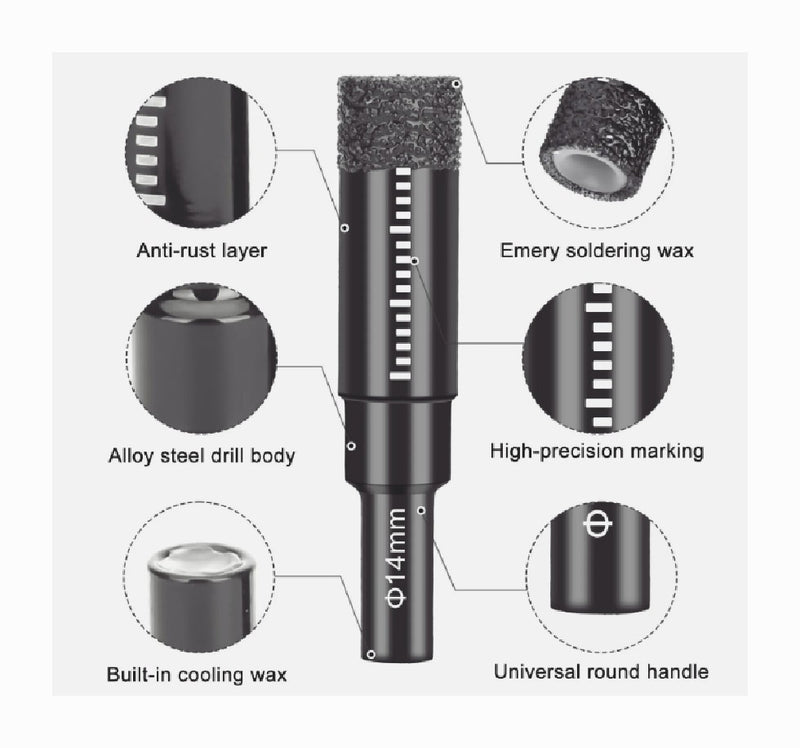 Dry Diamond Drill Bits for Porcelain Granite Tile Ceramic Durable